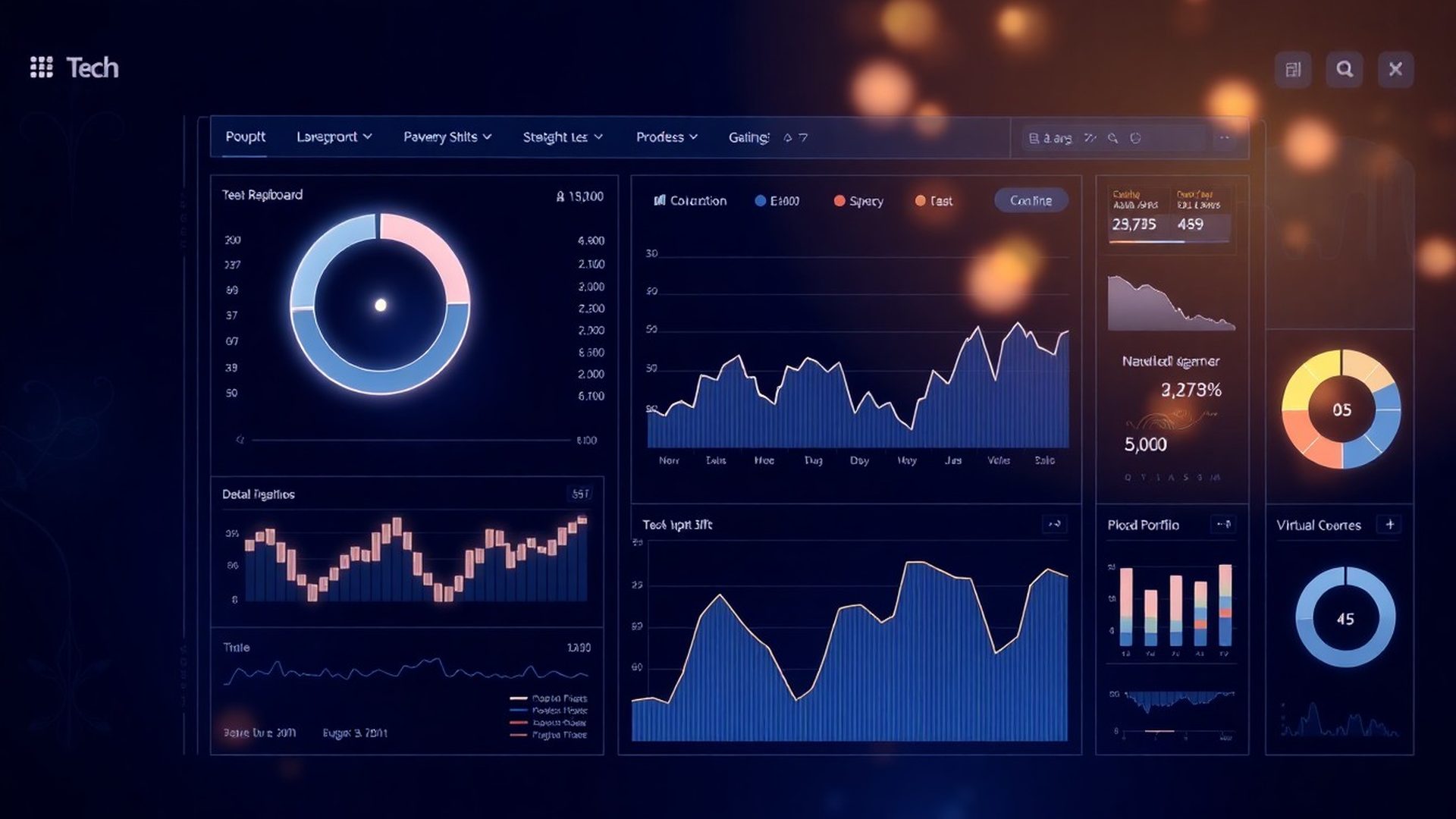 Vizualizace dashboardu investičního simulátoru s grafy a metrikami portfolia